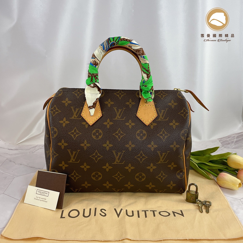 【雪曼國際精品】已售出 LV M41109經典字紋Monogram Speedy25cm手提/波士頓包- 二手9.2成新