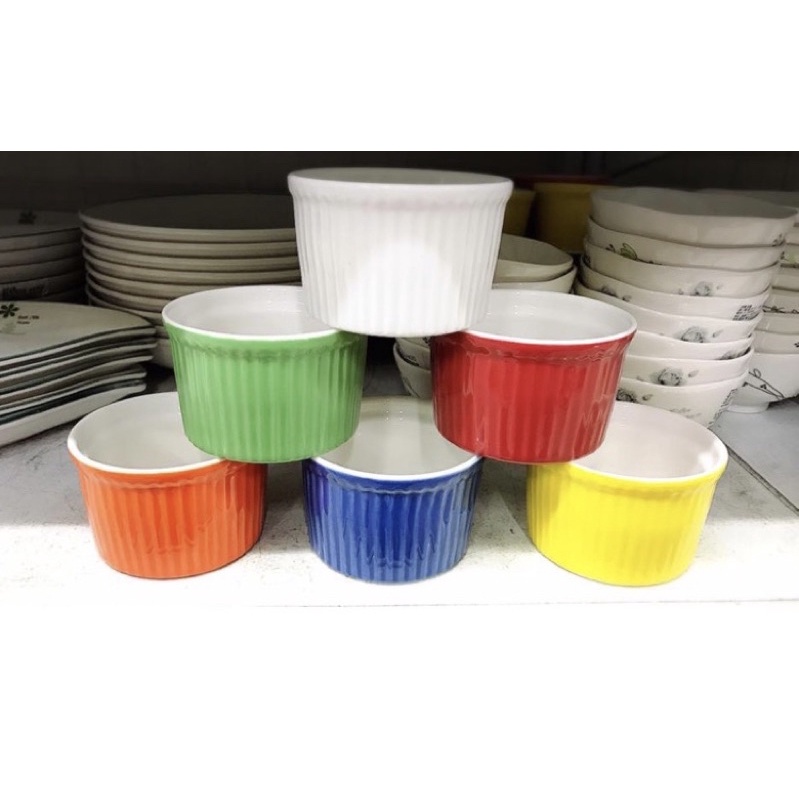 馬卡龍彩色陶瓷碗/布丁杯/焗烤碗