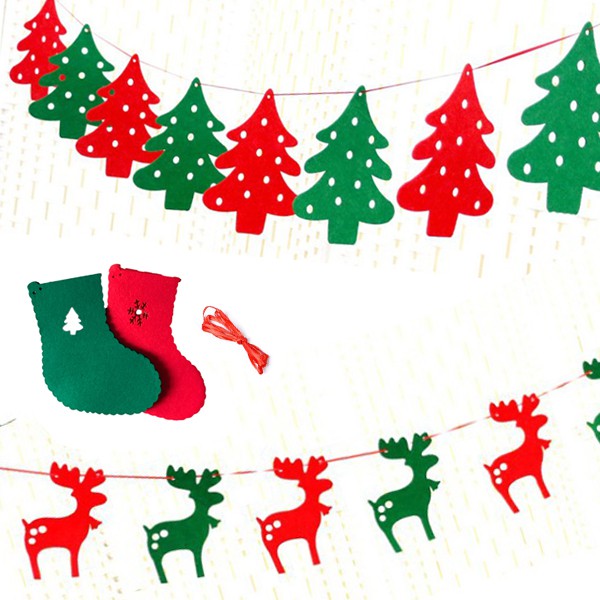 聖誕佈置 聖誕掛飾 不織布聖誕裝飾 聖誕節掛旗 節慶佈置 麋鹿 聖誕襪 聖誕樹 裝飾片 聖誕禮物 贈品禮品 B4019