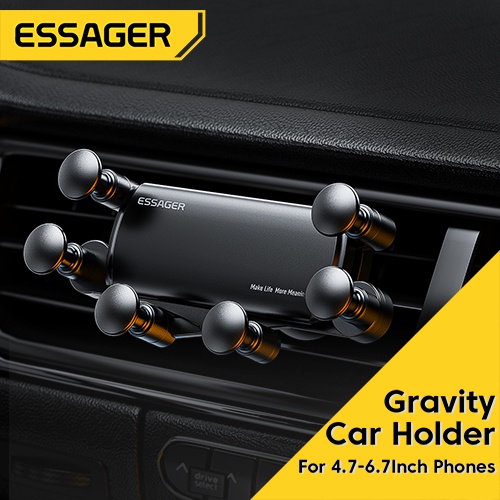 Essager 車載電話支架, 用於汽車排氣孔安裝手機支架, 適用於 4.7-6.7 英寸, 用於三星 iP 金屬重力支