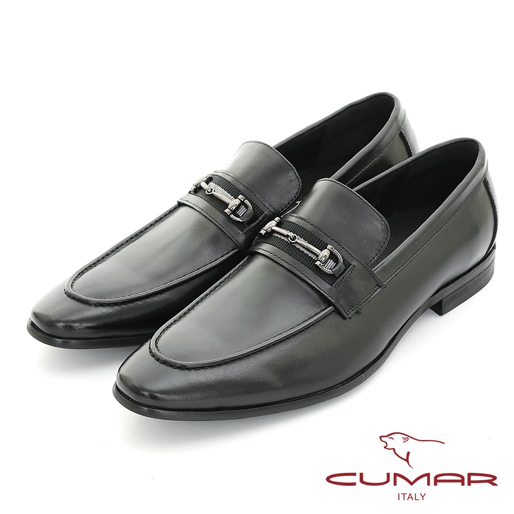 【CUMAR】雅痞型男 時尚簡約真皮紳士鞋 - 黑色