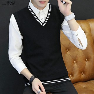 針織馬甲毛衣馬甲毛衣背心無袖學院風馬甲男冬季加絨保暖毛衣背心加厚針織衫男裝秋裝修身毛線衣男秋衣 蝦皮購物