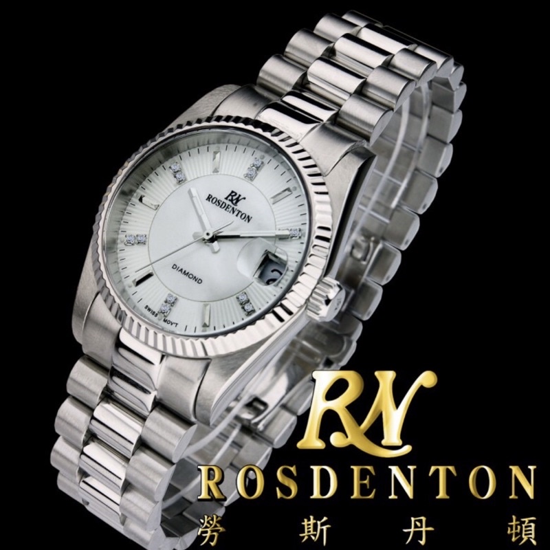 ROSDENTON 勞斯丹頓 女 情定巴黎 銀色晶鑽腕錶(6112LS-4W)