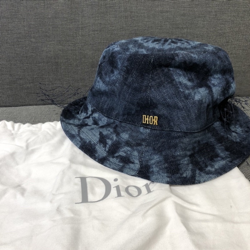 Dior 迪奧 牛仔渲染雪花網子裝飾漁夫帽 保證正品