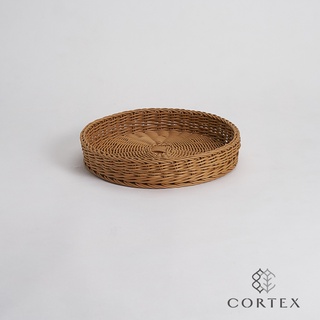 CORTEX 編織籃 仿籐籃 淺圓盤型W35 卡其色