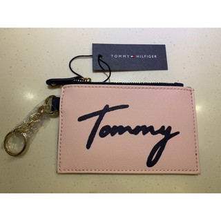 全新 Tommy 粉色草寫字樣票卡夾