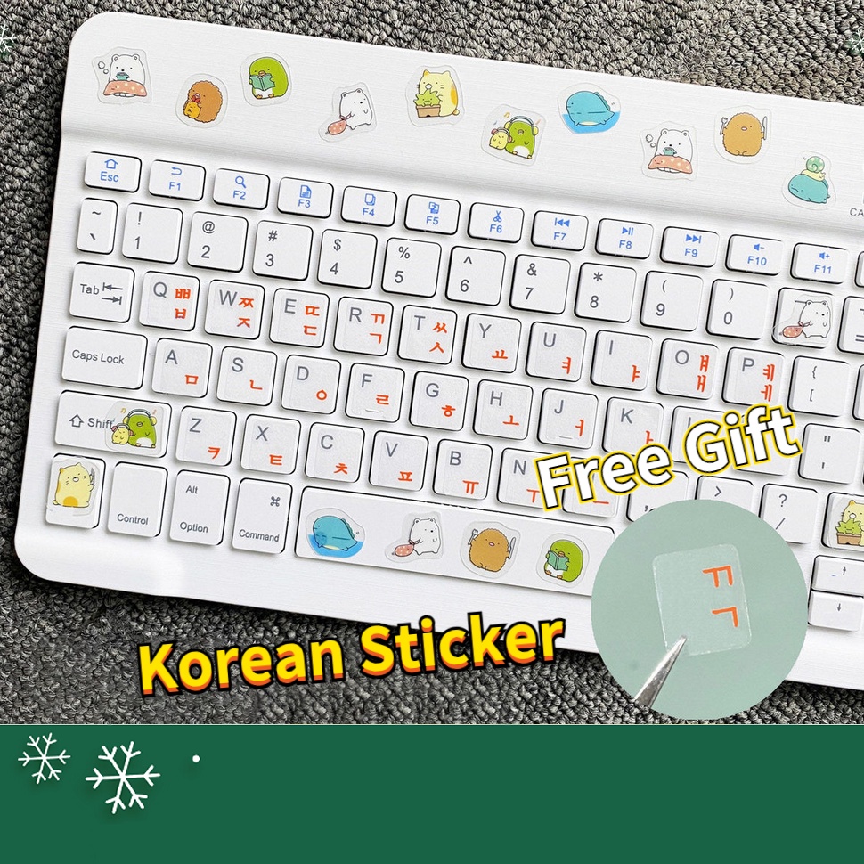 韓國鍵盤貼紙透明卡通可愛鍵盤貼紙適用於所有筆記本電腦桌面字母貼紙