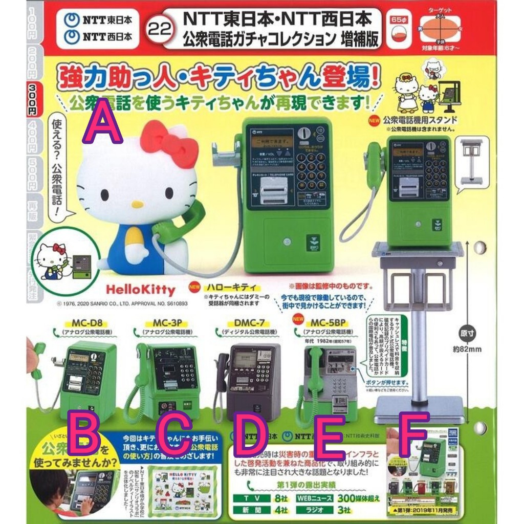 【現貨】T-ARTS  NTT東日本 公共 電話 模型 公共電話 迷你模型 KT增補版 轉蛋 扭蛋 凱蒂貓 三麗鷗