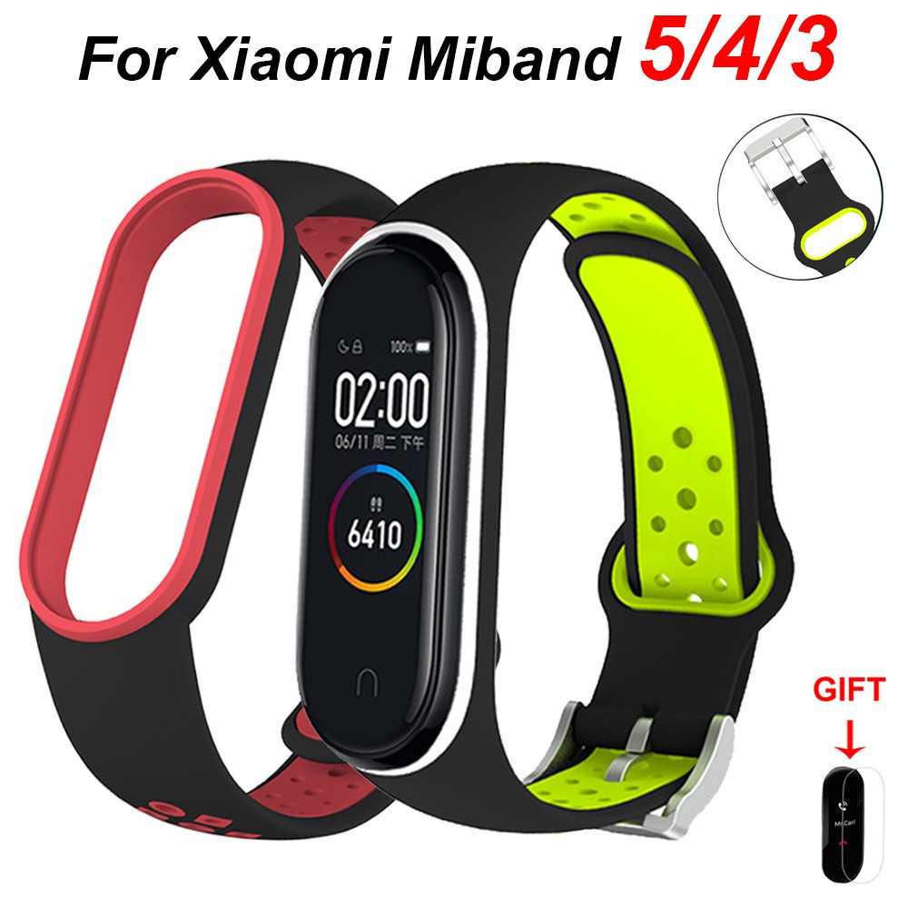 小米手環 5 錶带 小米手環6  運動手環腕带 小米手環4  雙色透氣錶帶 Miband 3 替換腕带