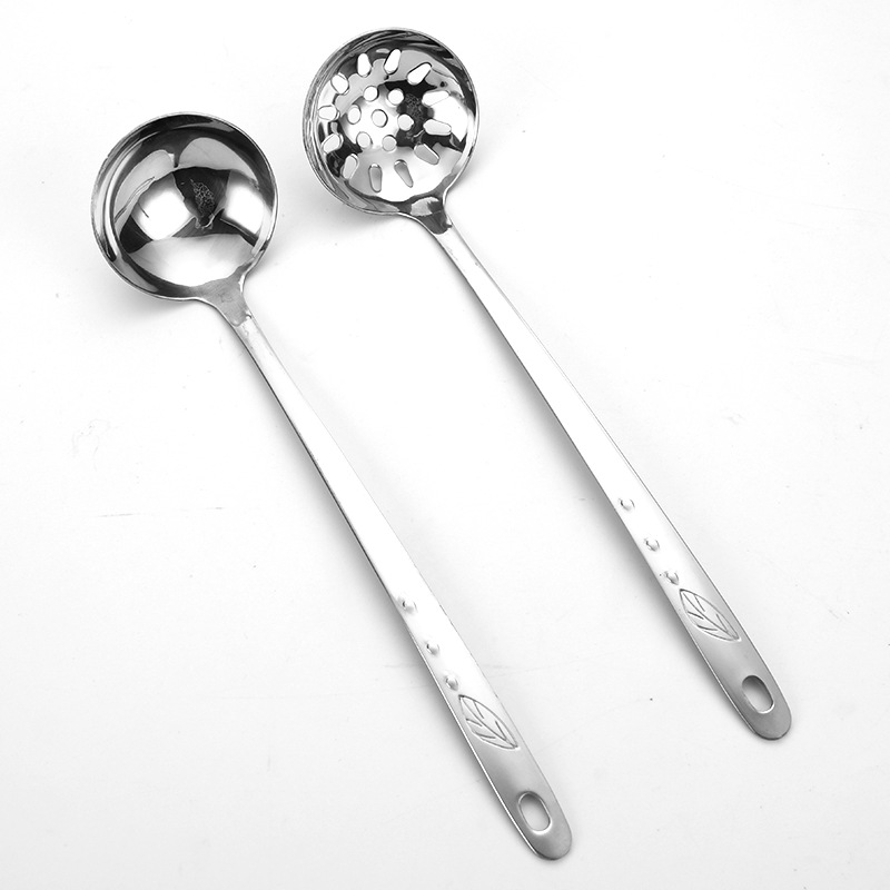 不銹鋼火鍋勺 湯勺漏勺套裝 餐廳家用火鍋勺 湯勺 湯殼 漏勺 廚房工具