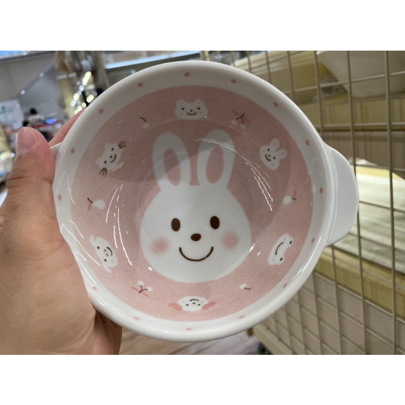 代購 日本製 兒童碗 小兔子 青蛙 雙耳 瓷碗