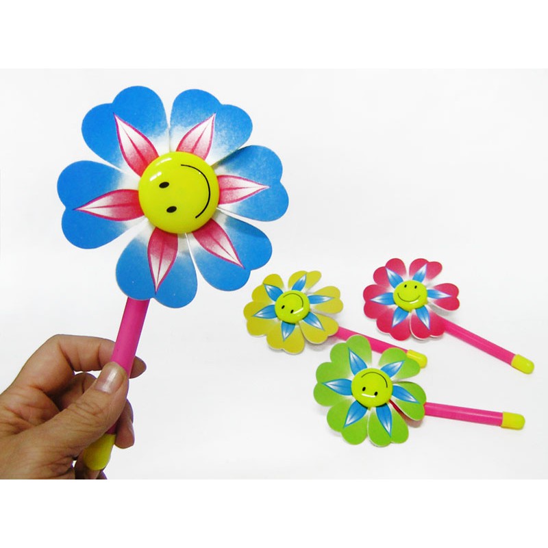 7 10元花風車小風車太陽花風車笑臉風車4色風車eva風片好轉不卡卡安全12入 84元 蝦皮購物
