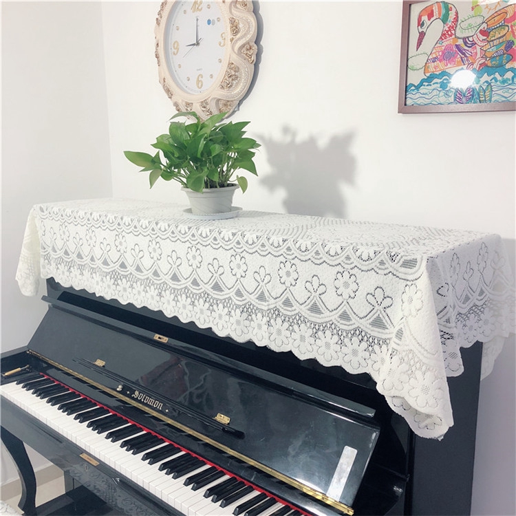 ❤鋼琴防塵罩❤現貨❤加厚奶白色 蕾絲  鋼琴 半罩 電 鋼琴 罩 琴簾 防塵罩