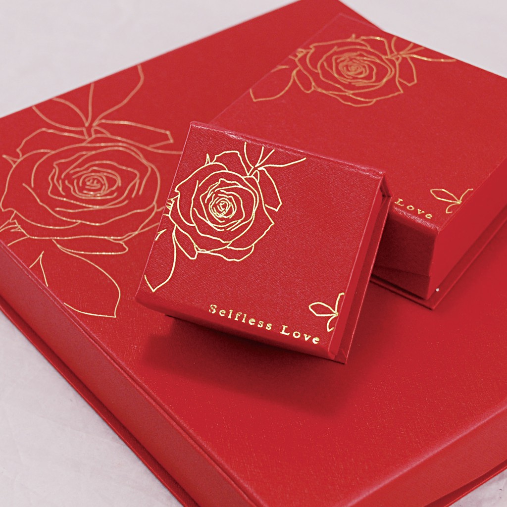 【燙金玫瑰紅】珠寶盒 黃金金飾盒 套鍊盒 項鍊盒 手鍊盒 訂婚 紅色嫁妝 首飾盒 飾品盒