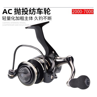 諺之屋-AB1★【平價新手入門捲】捲線器 AC紡車輪 釣魚漁輪 海竿釣魚 配全金屬搖臂 得趣 紡車輪