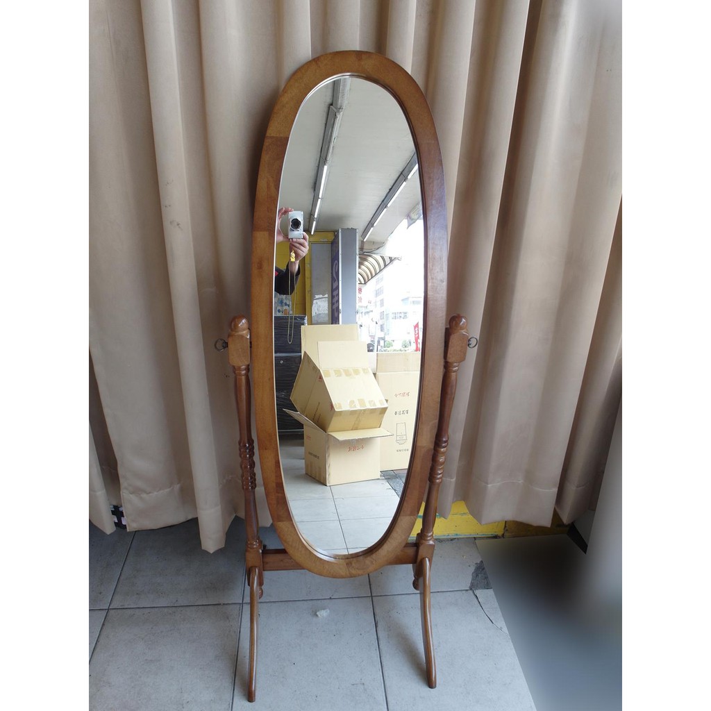 2手家具買賣推薦新竹百豐悅 全新出清樟木色55公分立鏡全身鏡穿衣鏡化妝鏡連身鏡弧形鏡桃園新竹苗栗台中彰化二手傢俱家電推薦