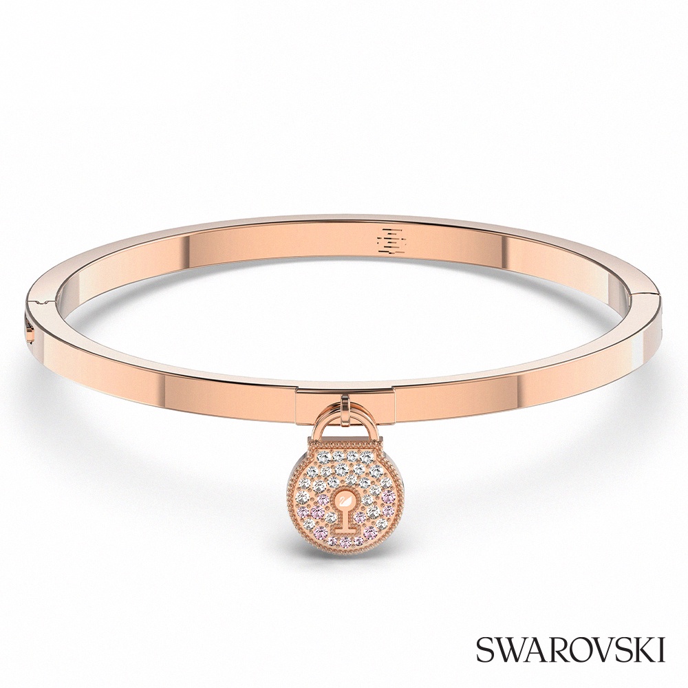 SWAROVSKI 施華洛世奇 Togetherness Lock 玫金色浪漫粉手環