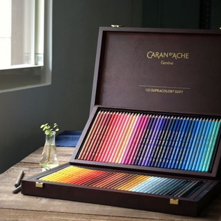 ［經典木盒］瑞士 CARAND'ACHE 卡達 SUPRACOLOUR 專家級 水性色鉛筆 120色『胖媽媽美術文具』