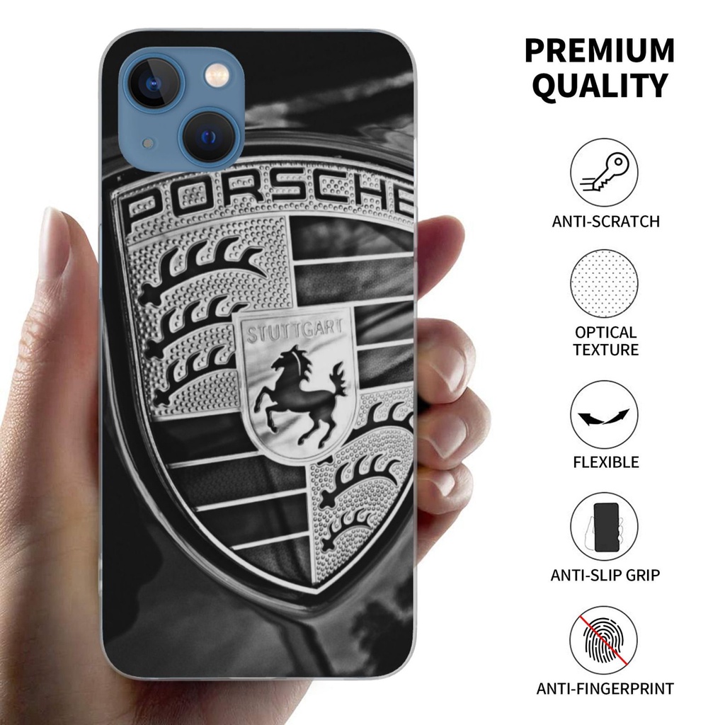 PORSCHE 新款保時捷透明手機殼防震保護套適用於 IPhone13 14 15 Pro XS MAX