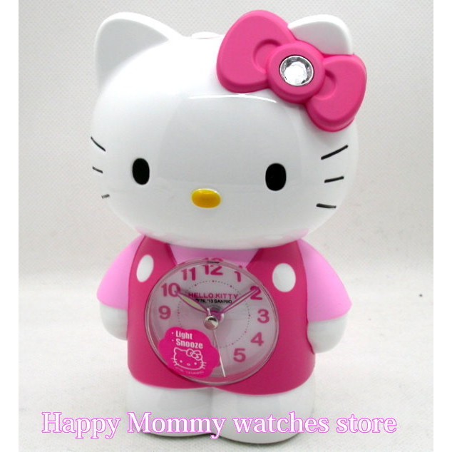 【 幸福媽咪 】Hello Kitty 連續秒針 立體公仔造型 貪睡+燈光 音樂鬧鐘 JM-E899