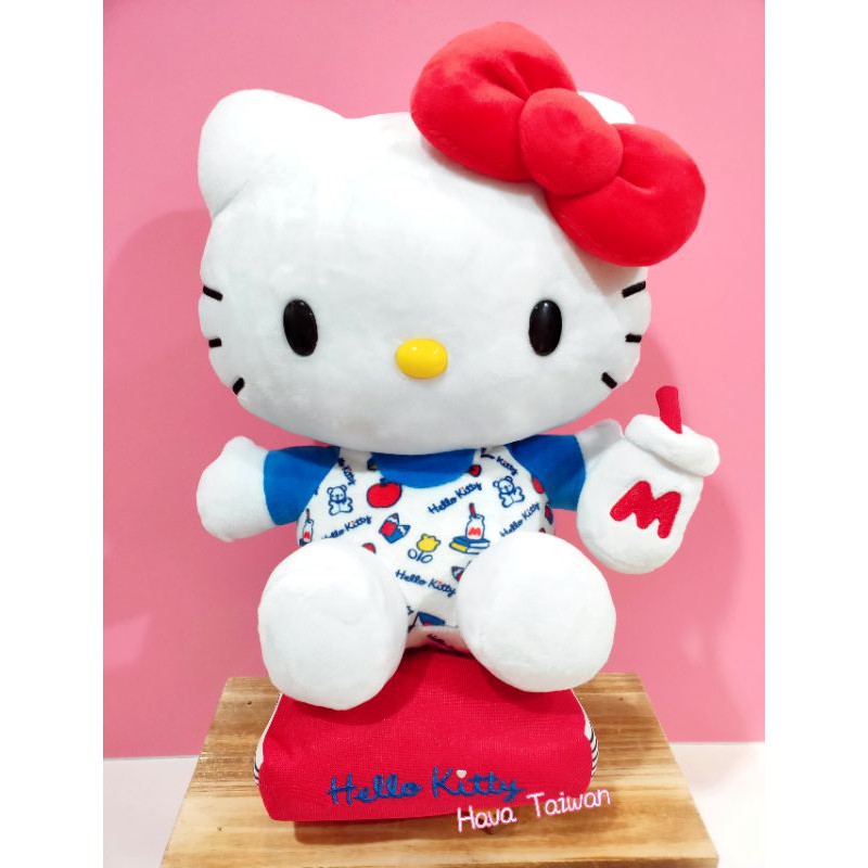 Hello Kitty icon plush 45th 12吋 拿牛奶 絨毛 玩偶 娃娃 擺飾 -0
