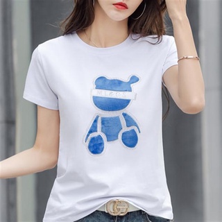 短T~短袖女韓版寬松大碼純棉體恤上衣ins潮白色半袖T恤H412衣時尚