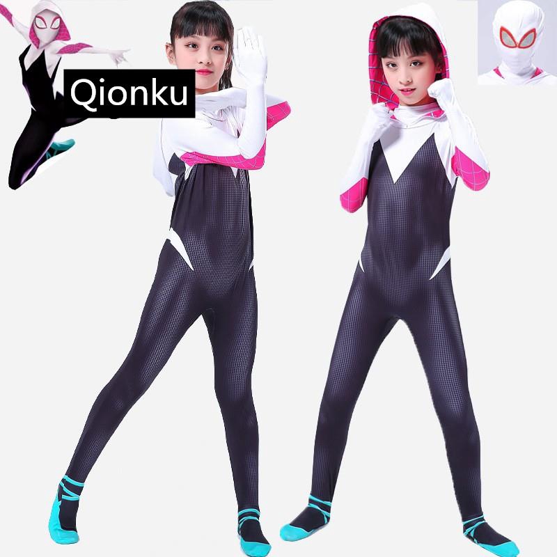 特價下殺 Spider Man格溫女蜘蛛俠cos衣服緊身衣兒童蜘蛛俠成人服裝女蜘蛛人girls Costume 蝦皮購物