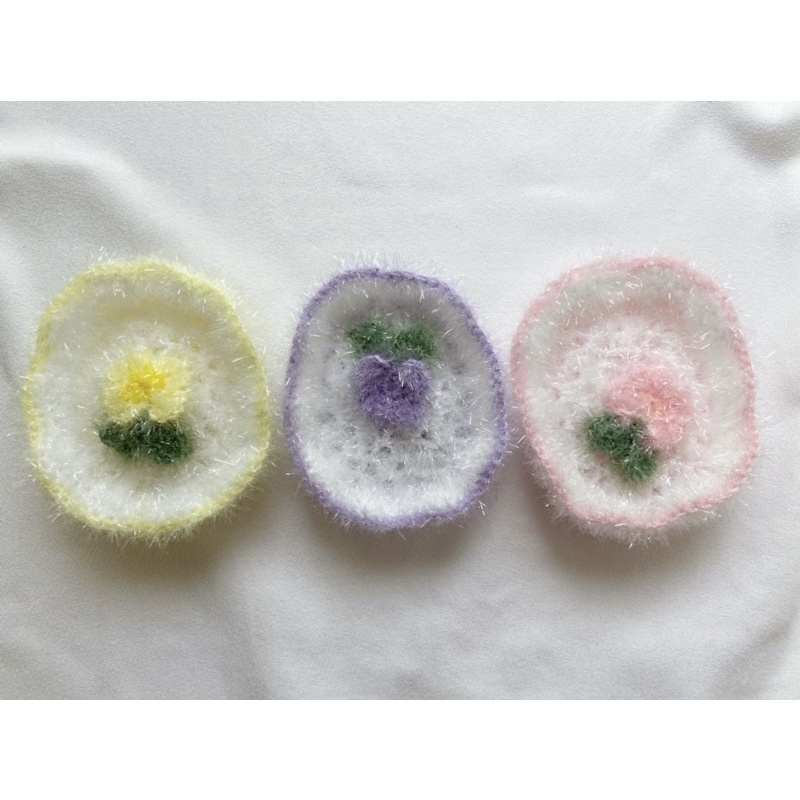 手工鉤織～可愛小花肥皂盒 韓國菜瓜布 造型菜瓜布 可愛菜瓜布