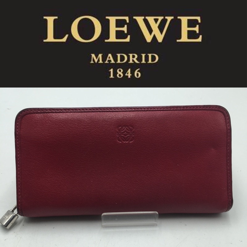 二手真品 Loewe ㄇ型拉鍊長夾 皮夾 素面 白437