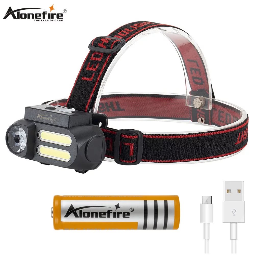 Alonefire HP41 便攜式迷你 LED 頭燈工作燈防水頭燈使用 18650 電池用於夜間照明手電筒