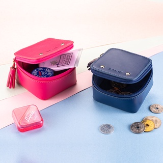 SOLIS 方型皮革零錢包(玫瑰紅/永生藍)-收納小物/飾品收納/鑰匙包