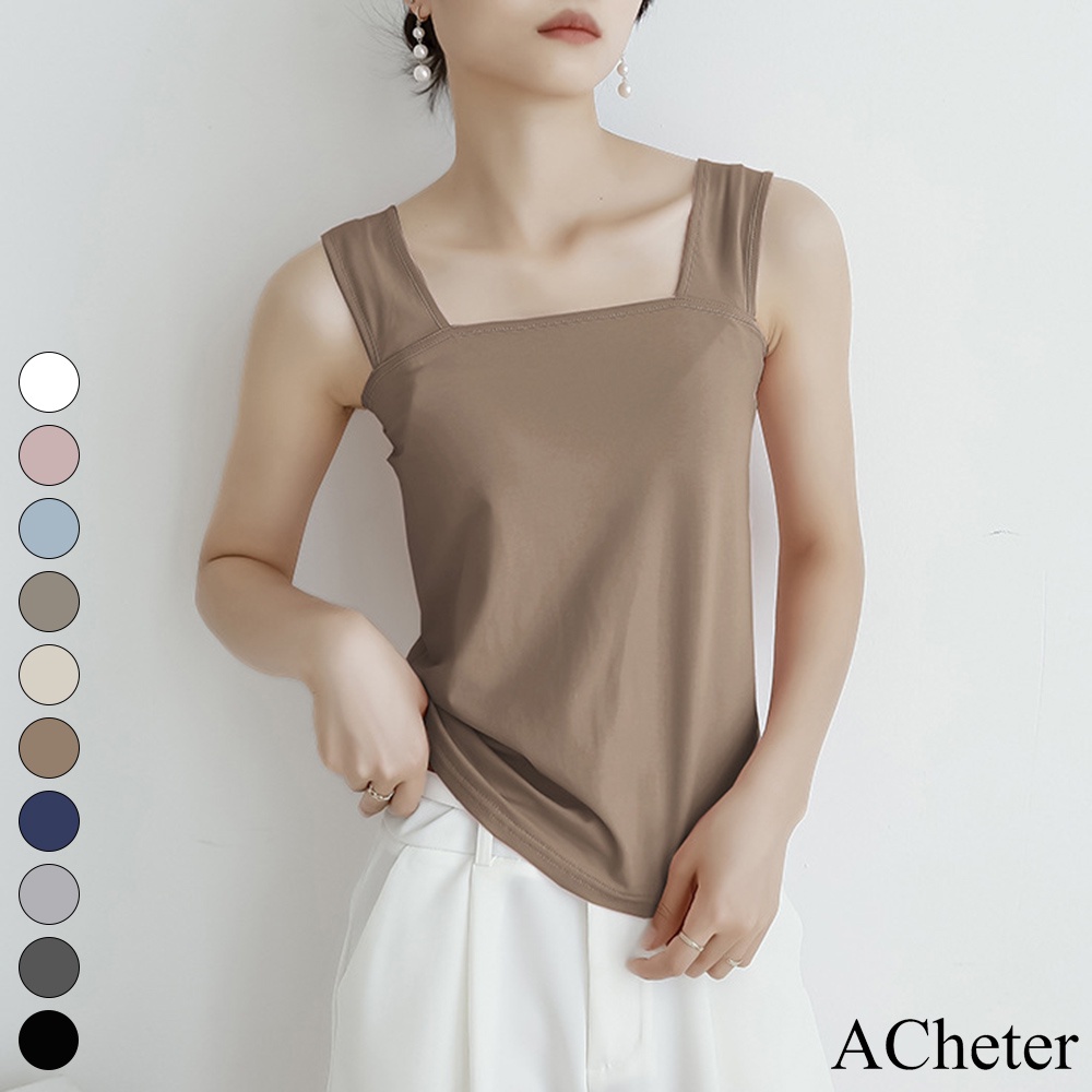 【ACheter】日系外銷精品精梳棉背心上衣#113183現貨+預購(10色)