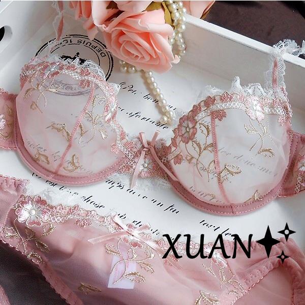Xuan♥Xuan♥性感內衣 刺繡超薄透氣流行內衣 宮廷成套內衣褲 大尺碼