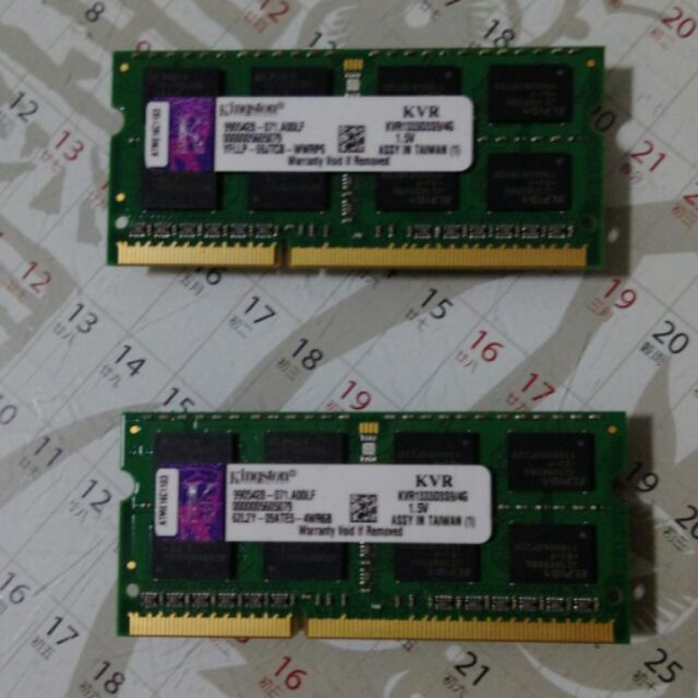 金士頓筆電DDR3 1333 4G*2終身保固