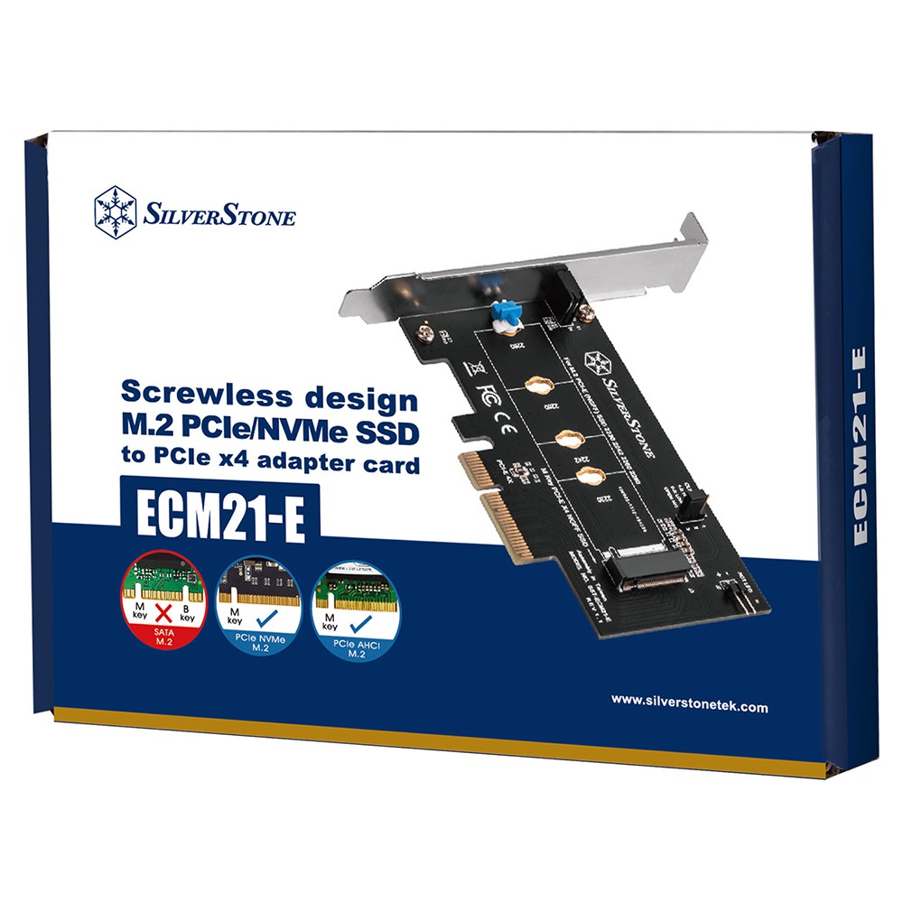 銀欣ECM21-E M.2 PCIe/NVMe SSD轉PCIe x4免螺絲轉接卡 現貨 廠商直送