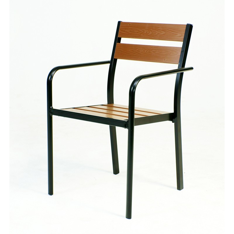 【FU30-6】 鋁合金塑木椅-B(黑)  A19098