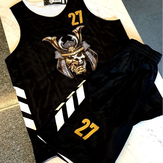 客製球衣黑白雙面武士籃球衣 免費客製號碼名字