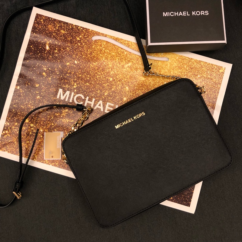 MK 經典防刮金鍊方形側背包 經典黑 新款 現貨 MICHAEL KORS 美國代購