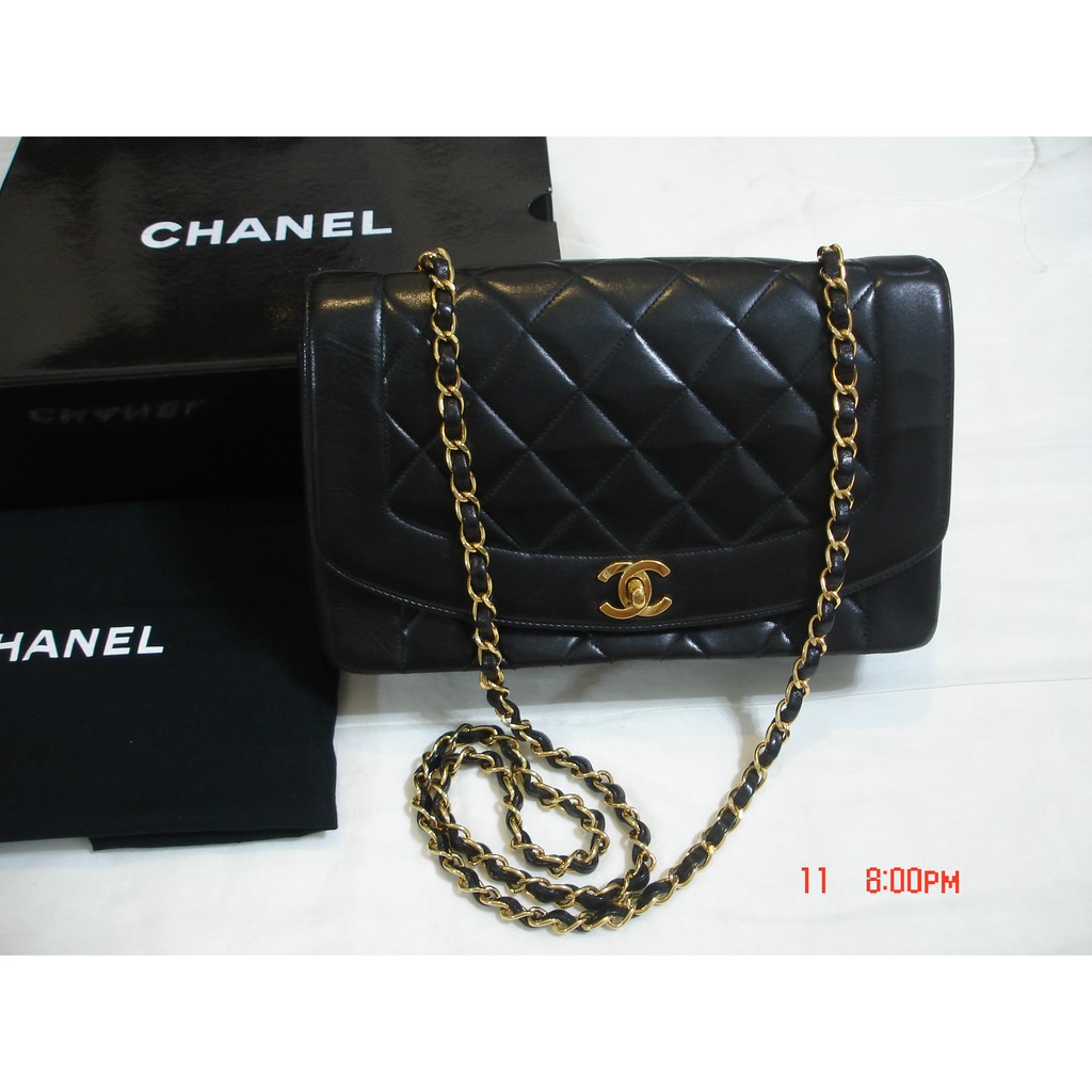 【保證真品】chanel coco Vintage 小羊皮 黛妃包 金鍊 單蓋 單鍊~25cm