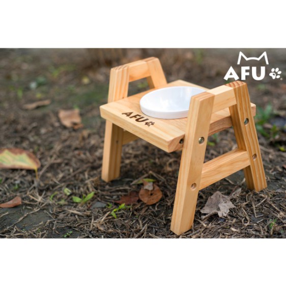 出清「AFU」單口御用寵物碗架可調整陶瓷碗原木餐桌😺
