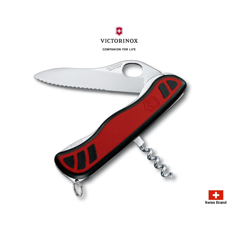 Victorinox瑞士維氏111mm哨兵Sentinel(半齒半刃)紅黑握柄,3用瑞士刀【0.8321.MWC】