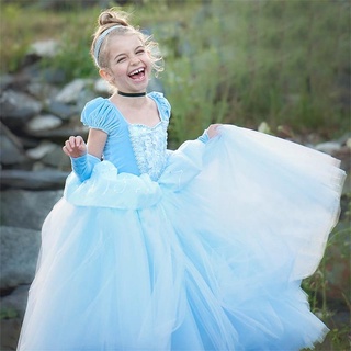 花式灰姑娘禮服角色扮演服裝兒童禮服女孩公主生日派對舞會禮服