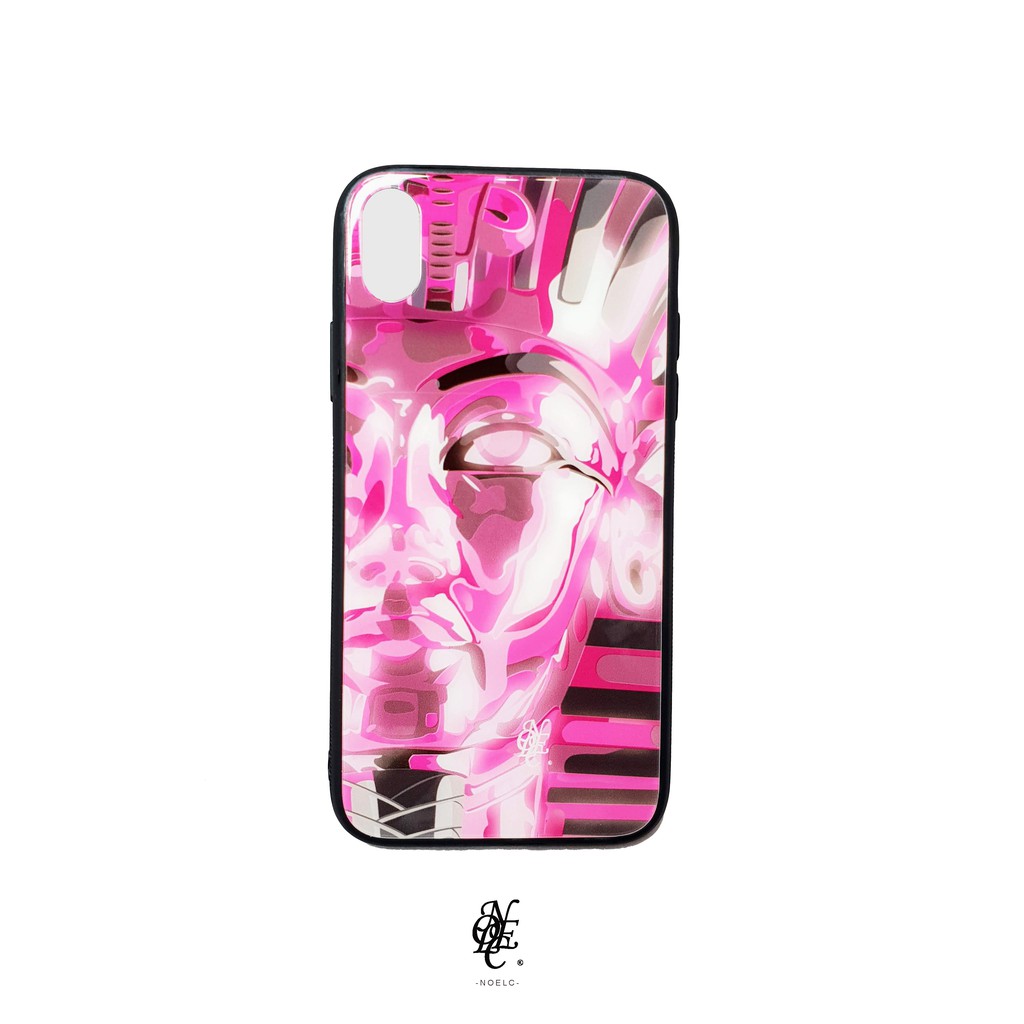 NOELC 粉色霓虹法老 鋼化玻璃手機殼 iPhone/SAMAUNG/OPPO/HUAWEI
