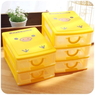 San-x 黃小雞可愛三層桌面收納盒抽屜式 首飾盒透明盒整理盒置物盒
