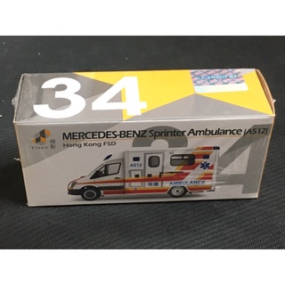 Tiny 微影 no..34 賓士 Sprinter Ambulance 平治 香港 消防處救護車 A512