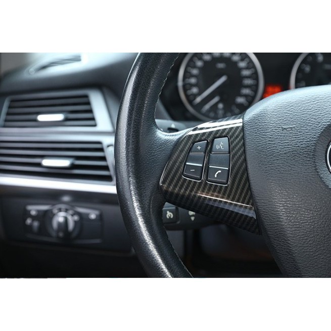 08-14款 BMW X5 X6 內飾改裝 E71 E70 方向盤按鍵 亮片貼 框 裝飾亮條 車貼 碳纖紋