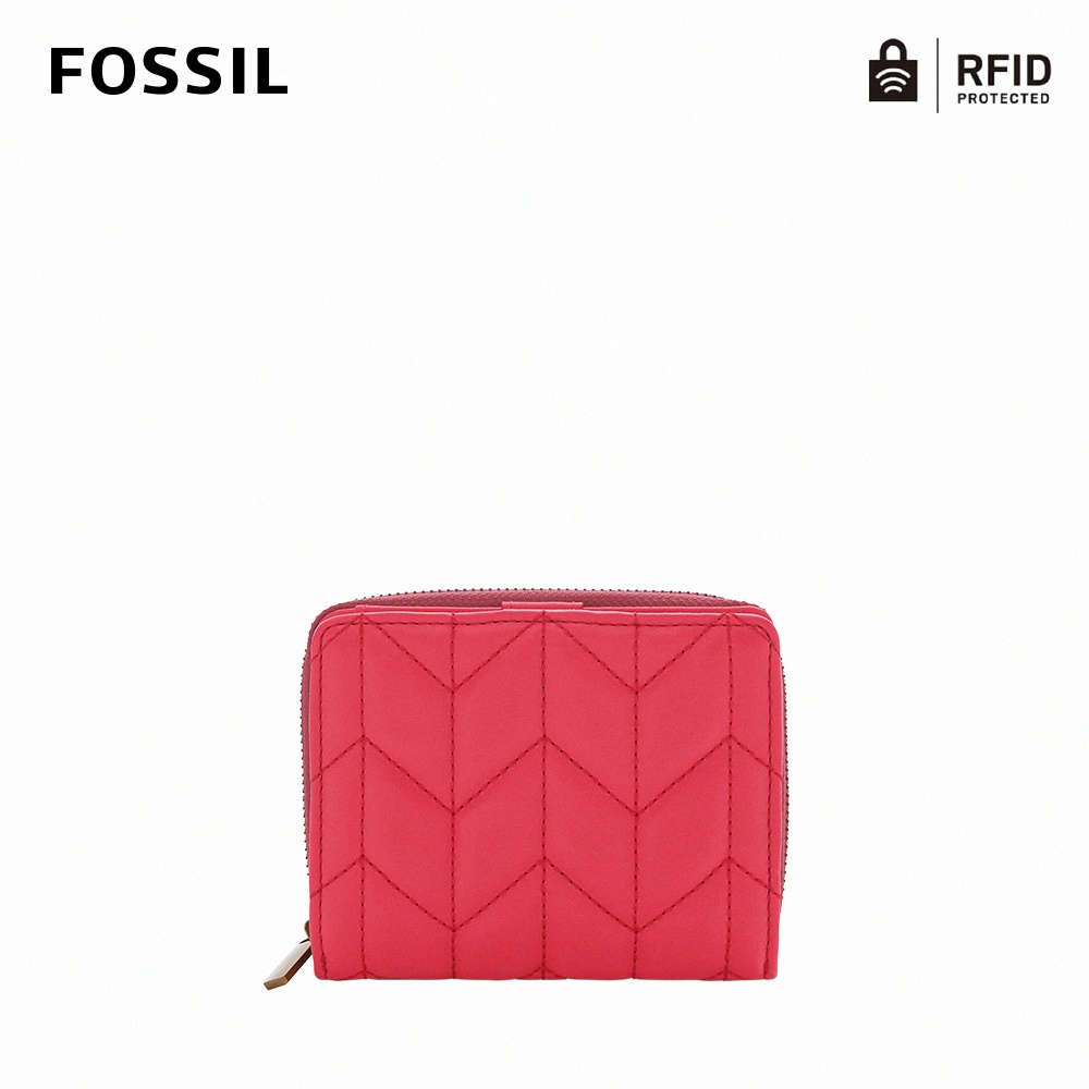 FOSSIL Logan 迷你多功能真皮RFID防盜短夾-櫻桃紅色 SL6530618
