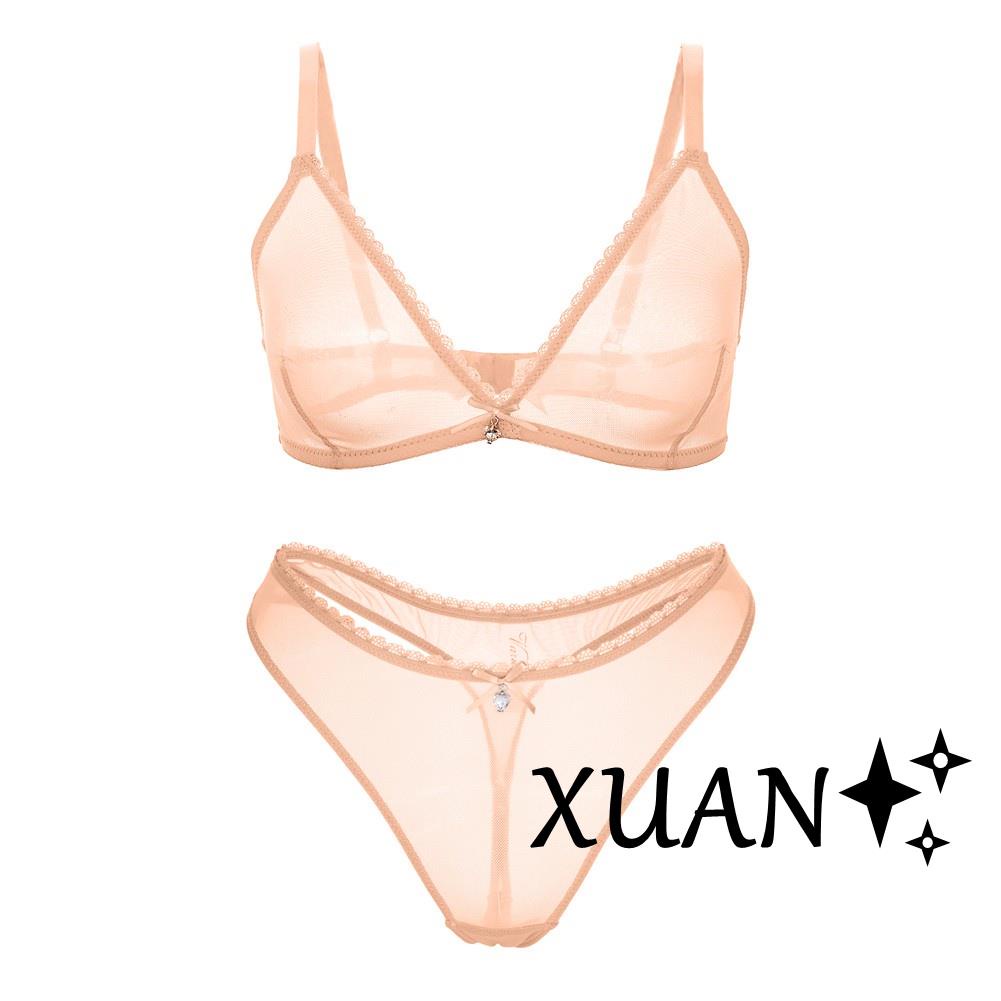 Xuan♥Xuan♥性感超薄流行內衣 透明透視網紗內衣 無海綿胸罩 性感成套內衣褲 無鋼圈內衣