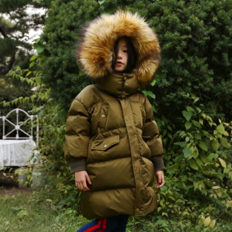 「仙人掌」韓國童裝 - 大童 羽絨外套 保暖長版外套 北海道 玩雪