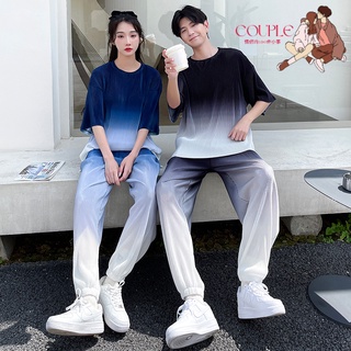 【COUPLE】夏季新款💙情侶休閒寬鬆兩件套超休閒套裝男女
